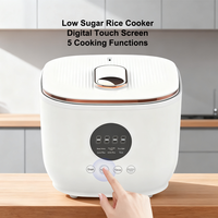 5L acier inoxydable sain faible teneur en sucre cuiseur à riz électrique tasse à mesurer 5 fonctions de cuisson écran tactile numérique 24H minuterie faible