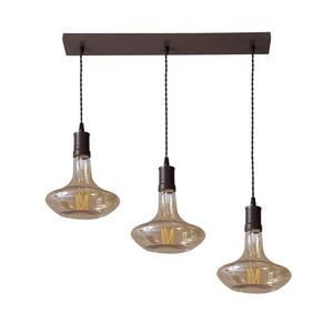 Lampada - lampada a 3 attacchi E27 in colore marrone/marrone chiaro, include lampadine da 24W, 3000K e 1920lm, dimensioni 70x19 cm. - Product Image 1