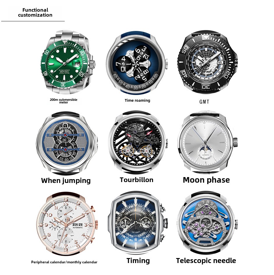 Custom ODM Double Disc Jump Hour Mechanical Wristwatch with Miyota
