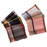 Écharpe longue à carreaux et à franges pour femme, style automne/hiver, en fausse fourrure de cachemire, vintage, isolante thermiquement, pour le commerce transfrontalier