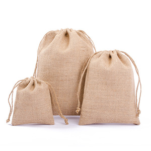Kantong Hadiah Serut Kecil dari Kain Goni Coklat dengan Logo Kustom, Tas Serut <span class=keywords><strong>Jute</strong></span> Besar dari Kain Hessian Alami dengan Logo Kustom - Product Image 6