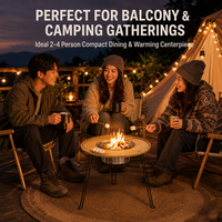 Table de barbecue pliante en métal à 3 pieds personnalisée, 61 cm, effet bois, transfert de chaleur, foyer extérieur pour camping avec grille en acier inoxydable