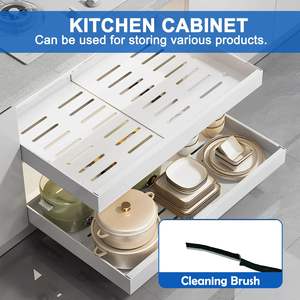 2 Packs d'organisateurs d'armoires extensibles et extensibles, étagères de rangement à <span class=keywords><strong>tiroirs</strong></span> <span class=keywords><strong>coulissants</strong></span> réglables - Product Image 3