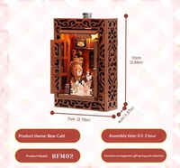 Hamaileon Puzzle 3D en bois à monter soi-même Scène de café avec ours, Jouet d'assemblage artisanal en MDF, Décoration de bureau et cadeau