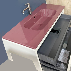 Lavabo da appoggio con foro per rubinetto singolo, lavabo portatile per hotel, mobile sospeso, lavabo integrato con rubinetto singolo - Product Image 2