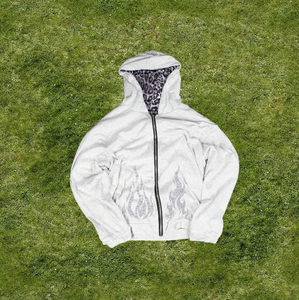 Sudadera con Capucha Unisex al por Mayor, de Felpa Francesa Gruesa de 410 g/m², de Poliéster/Algodón, Estampada, Vintage, Extra Grande, con Cremallera, Transpirable y Tejida - Product Image 3