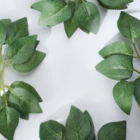 Feuilles de rose en soie vertes, 2 branches, 6 pièces, feuillage artificiel, accessoires pour bricolage, accessoires pour cheveux, pièces de couronne
