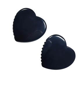 กัวซา หินออบซิเดียนสีดำธรรมชาติ รูปหัวใจ ขอบหยัก - Product Image 5