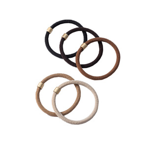Élastique à cheveux en tissu, couleur unie, beige, brun clair, brun moyen, brun foncé, noir, usage quotidien - Product Image 5