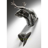 Sculpture murale 3D en bronze en gros, statue humaine homme silencieux, art métallique, doigt sur les lèvres, décoration personnalisée pour la maison, l'hôtel, le hall, le bureau