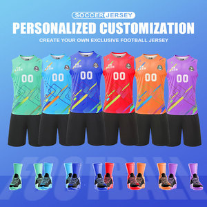 Nouveau design de maillot de football sans manches, logo et couleur personnalisés, tissu respirant à séchage rapide, unisexe pour adultes et enfants - Product Image 3