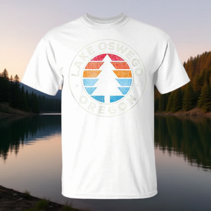 T-shirt grafica vintage Lake Oswego Oregon a maniche corte girocollo unisex per adulti promozionale - Product Image 3