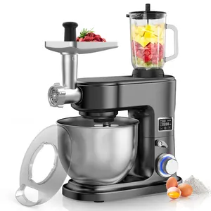 3 in 1 Kitchen Robot Household Cake Dough Maker Stainless Steel Mixing Bowl Stand Mixer with Meat Grinder and Blender