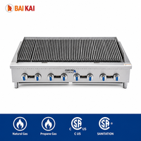 Barbecue au gaz propane à 4/6/8 brûleurs, 80000~160000 BTU, en acier inoxydable, barbecue commercial pour usage hôtelier