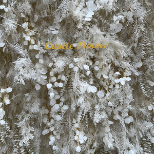 M1013 Mur <span class=keywords><strong>de</strong></span> fleurs artificielles en plumes blanches, roses et jaunes, rouleau <span class=keywords><strong>de</strong></span> fond, panneau <span class=keywords><strong>de</strong></span> faux pampas, mur <span class=keywords><strong>de</strong></span> fleurs pour décoration <span class=keywords><strong>de</strong></span> mariage - Product Image 5