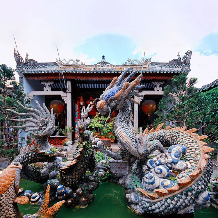 Factory Customize Chinese Temple Garden Decoration Bronze Dragon And Pheonox Sculpture