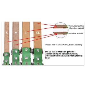 <span class=keywords><strong>Collar</strong></span> de lujo moderno para perro, patrón sólido, cuero de vaca grueso con decoración de cinta directa de fábrica, para perros grandes y gatos - Product Image 3