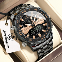 Jam Tangan Pria Poedagar E122 Layar LED Digital Kronograf Baja Tahan Karat Alarm Bercahaya Tahan Air 3ATM Penjualan Langsung Pabrik Reloj