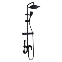 Ensemble de douche mural rectangulaire noir pour salle de bain
