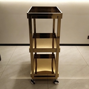 Salon <b>Trolley</b> Cart Professional Rolling Beauty Barber Storage Organizer Gold Mobile Hair <b>Tool</b> Equipment Rack With Wheels - Product Image 3