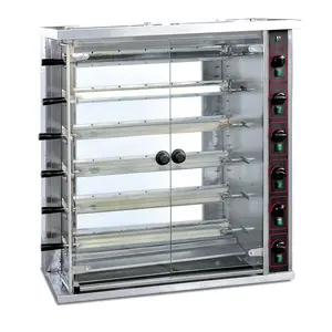 Pemasok alat panggang listrik restoran lapisan Oven Gas ayam panggang komersial 6 mesin panggangan