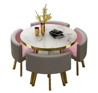 Ensemble de table de restaurant moderne et simple pour café, table ronde d'intérieur avec quatre chaises, ensemble de table à manger moderne