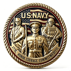 Moneda Conmemorativa Personalizada de la Marina de los Estados Unidos y el USMC, de Doble Cara, en Aleación de Zinc 3D, Color Oro Antiguo, Coleccionable, para el Año Nuevo Chino o Graduación - Product Image 1