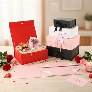 Custom Folding Magnetic Gift Box with Ribbon & Logo Rigid Magnetic Gift Box Manufacturer Magnetic Rigid Gift Box Custom logo - Product Image 1