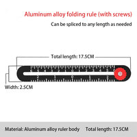 Règle multi-angles en alliage d'aluminium, localisateur de trous pour carreaux, règle de mesure pliable