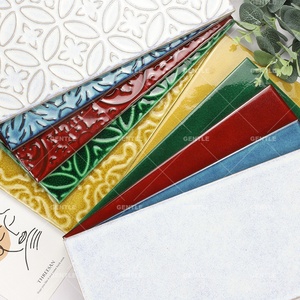 Phong cách cổ điển 150x300mm gạch ốp tường màu xanh gạch nghệ thuật mới để trang trí tường - Product Image 3