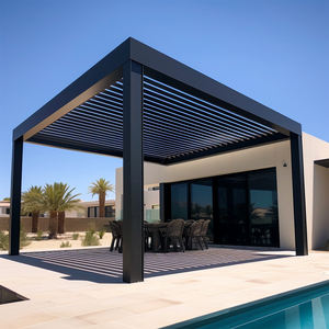Waterproof <strong>Outdoor</strong> Motorized Aluminum Louvered Pergola <strong>With</strong> LED Lighting for Garden - Product Image 1