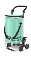Chariot de courses pliable LEMO ST010 en tissu Oxford 600D, sac étanche, 6 roues, poignée réglable en hauteur, sangle de transport pour escaliers