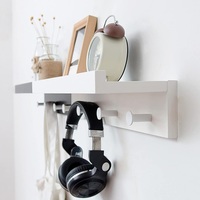 Porte-manteau mural moderne robuste en bambou noir avec étagère et crochets personnalisés, simple niveau, pour salle de bain et salon