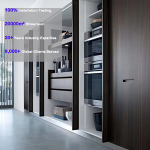 Soluzione Completa: Set di Mobili da Cucina Marple in Legno Nero Laccato, Design con Impiallacciatura, Piccola Isola con Illuminazione LED e Piano di Lavoro - Product Image 2