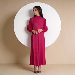 Robe Abaya plissée imprimée en polyester, élégante, sur mesure, pour femmes musulmanes, vente en gros, qualité supérieure, style Moyen-Orient - Product Image 3