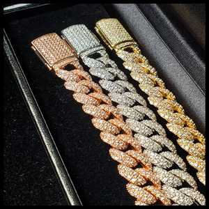 Benutzer definierte HipHop-Kette Iced Out 18 Karat Gelb/Rose/Weißgold AU750 Moissan ite <span class=keywords><strong>Diamond</strong></span> Cuban Link Armband für Männer - Product Image 2
