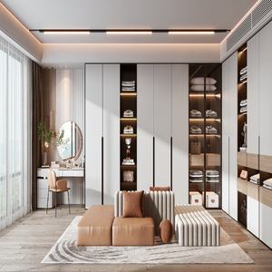 ชุดเฟอร์นิเจอร์ห้องนอนไม้บานเลื่อนหรูหราทันสมัย ตู้เสื้อผ้าแบบวอล์คอิน ตู้เสื้อผ้าสำหรับห้องนั่งเล่น ยังไม่มี<span class=keywords><strong>รีวิว</strong></span> - Product Image 2