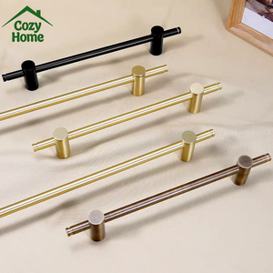 Adjustable Long Handles Pulls T-bar Cabinet Wardrobe Brushed Gold Kitchen Cabinet Handles <strong>Door</strong> Pulls Solid Brass Cabinet Handles - Product Image 1