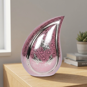Urna Funeraria de Latón Plateado, Ataúd Conmemorativo para Cenizas, Florero con Diseño de Mariposa, Decoración de Mesa, Capacidad de 200 Pulgadas Cúbicas - Product Image 1