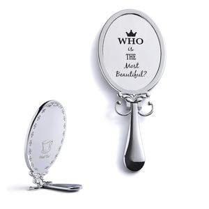 Espejo de Mano Plegable de Color Plateado con Forma Ovalada y Estuche de PU - Product Image 4