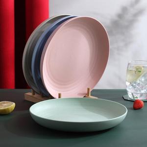 Plato de cena de paja de trigo estilo japonés de 23 cm, redondo, de color sólido, no tóxico, para carne, postres, ensaladas, frutas, verduras, uso doméstico - Product Image 2
