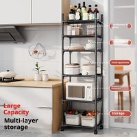 Étagère de rangement de cuisine moderne en plastique, non pliable, sur pied, multi-niveaux, mobile, à cinq niveaux, polyvalente pour micro-ondes et vaisselle