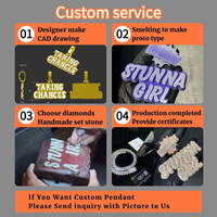 Liontin Huruf Vertikal Custom Iced Out Perak Sterling 925 Berlapis Rhodium dengan Moissanite VVS Penuh Potongan Baguette Perhiasan Hip Hop