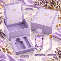 Coffret de parfum de luxe avec logo personnalisé, boîte d'emballage magnétique en lavande pour boutique, avec insert pour magasin de parfums
