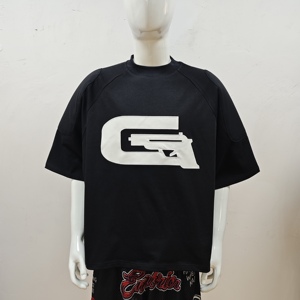 T-shirts pour hommes en coton 100% uni, personnalisables avec logo, 300 g, impression DTG, coupe ample, épaules tombantes - Product Image 4