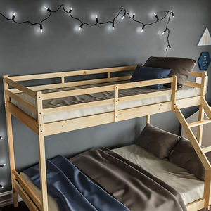 Двухъярусные кровати для взрослых размера Лофт прочная сосновая древесина натуральные цвета двухслойные кровати - Product Image 6