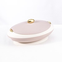 Lot de 3 plats isothermes ovales 4L, 5L, 6L avec bouton doré, empilables et emboîtables, pour maintien au chaud des aliments, idéal pour le Ramadan, l'Iftar, les fêtes africaines