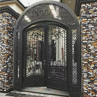 Porte intérieure moderne en fer forgé avec vitrage pour villa, surface finie, isolation thermique, prix compétitif