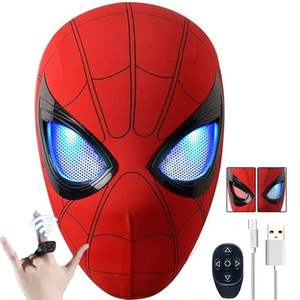 Máscara de Cosplay de Spider-Man Cyberpunk con Ojos Móviles, Ajustable, para Niños/Adultos, Unisex, de Poliéster - Product Image 3