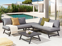 Ensemble de meubles de patio extérieur moderne et confortable pour 5 personnes avec canapé sectionnel à structure métallique pour jardin, cour, balcon et bord de piscine